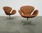 Cognacfarbene Anilinleder Swan Chairs von Arne Jacobsen für Fritz Hansen, 1966, 2er Set 6