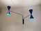 Blaue Pantone Bat Light Lampe mit 2 Armen von Juanma Lizana 5