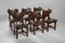 Brutalist Oak & Leather Dining Chairs, 1970s, Set of 6 2