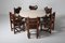 Brutalist Oak & Leather Dining Chairs, 1970s, Set of 6 6