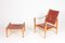 Mid-Century Danish Patinated Leather Lounge Chair and Ottoman by Kaare Klint for Rud. Rasmussen, 1960s, Set of 2 1