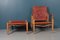 Mid-Century Danish Patinated Leather Lounge Chair and Ottoman by Kaare Klint for Rud. Rasmussen, 1960s, Set of 2 12