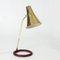 Lámpara de mesa danesa Mid-Century de cuero y latón, años 50, Imagen 1