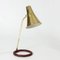 Mid-Century Danish Brass and Leather Table Lamp, 1950s, Image 1