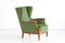 Mahogany & Fabric Wingback Armchair by Frits Henningsen, 1930s, Image 1