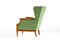 Mahogany & Fabric Wingback Armchair by Frits Henningsen, 1930s 9