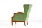 Mahogany & Fabric Wingback Armchair by Frits Henningsen, 1930s, Image 9