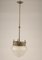 Italian Art Deco Brass & Frosted Glass Ceiling Lamp, 1920s, Image 4