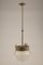 Italian Art Deco Brass & Frosted Glass Ceiling Lamp, 1920s, Image 1