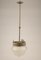Italian Art Deco Brass & Frosted Glass Ceiling Lamp, 1920s 3