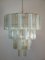 Lámpara de araña italiana vintage grande de metal cromado y opalina, ámbar y cristal de Murano claro, años 80, Imagen 4