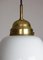 Mid-Century Opaline Glass & Brass Pendant Lamp, Image 6