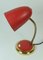 Rote Mid Century Messing und Metall Schreibtischlampe, 1950er 5