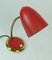 Lampada da scrivania Mid-Century rossa in ottone e metallo, anni '50, Immagine 3