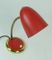 Rote Mid Century Messing und Metall Schreibtischlampe, 1950er 3