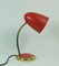 Rote Mid Century Messing und Metall Schreibtischlampe, 1950er 1