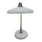 Lámpara de mesa Mid-Century de acero blanco y latón de Oscar Torlasco para Lumi, años 50, Imagen 3