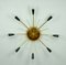 Sputnik Brass, Wood & Plastic Ceiling Lamp, 1950s, Image 1