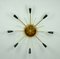 Sputnik Brass, Wood & Plastic Ceiling Lamp, 1950s, Immagine 1