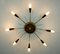 Sputnik Brass, Wood & Plastic Ceiling Lamp, 1950s, Immagine 10