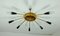 Sputnik Brass, Wood & Plastic Ceiling Lamp, 1950s, Image 4