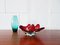 Murano Glass Red Green Bowl and Petrol Green Vase Set, 1960s 2