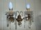 Antique Brass and Crystal Double Sconce, Image 2