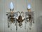 Antique Brass and Crystal Double Sconce, Image 1