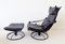 Leather Lounge Chair & Ottoman by Åke Fribytter for Nelo Möbel, 1970s, Set of 2 1