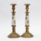 Antike Kerzenhalter aus Messing & Porzellan, 2er Set 2