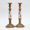 Antique Brass & Porcelain Candleholders, Set of 2 2