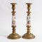 Antique Brass & Porcelain Candleholders, Set of 2, Image 1