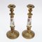 Antique Brass & Porcelain Candleholders, Set of 2, Image 3