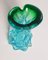 Juego de jarrón y cuenco de cristal de Murano azul y verde vintage, años 60, Imagen 2