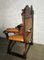 Antique Carved Wood & Leather Throne Chair 6