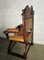 Antique Carved Wood & Leather Throne Chair, Image 6