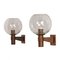 Pair of Brass Wall Lamps with Glass Sphere and Tear Drops ca. 1960, Set of 2, Image 1