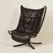 Schwarzer Leder Falcon Chair von Sigurd Russel für Vatne Mobler, 1970er 3