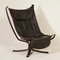 Schwarzer Leder Falcon Chair von Sigurd Russel für Vatne Mobler, 1970er 4
