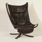 Black Leather Falcon Chair by Sigurd Russel for Vatne Mobler, 1970s, Image 2