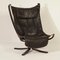 Chaise Falcon en Cuir Noir par Sigurd Russel pour Vatne Mobler, 1970s 2