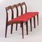 Red Rosewood Dining Chairs by AWA, 1960s, Set of 4 3