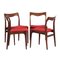 Red Rosewood Dining Chairs by AWA, 1960s, Set of 4, Image 1