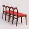 Red Rosewood Dining Chairs by AWA, 1960s, Set of 4 5