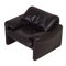 Maralunga Easy Chair by Vico Magistretti for Cassina, 1970s – Black Leather, Imagen 1