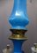 Lámpara de araña Napoleon III antigua de vidrio opalino azul, Imagen 2