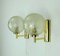 Vintage Structured Glass and Gold Metal Sconces, 1980s, Set of 2 8