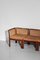 Sofá de palisandro, cuero y caña de ratán tejido de Illum Wikkelsø, años 60, Imagen 6