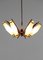 Lámpara de araña italiana de vidrio opalino y madera atribuida a Stilnovo, años 60, Imagen 3