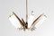 Italian Opaline Glass & Wood Chandelier Attributed to Stilnovo, 1960s 8